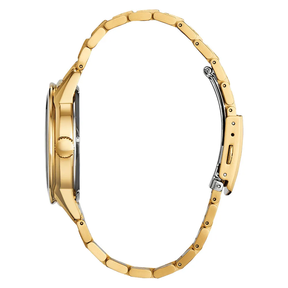 Citizen Unisex Eco-Drive Mickey Mouse Limited Edition Gold-Tone Stainless Steel Bracelet Diamond Accent Red Dial Analog Watch - FE7082-53W