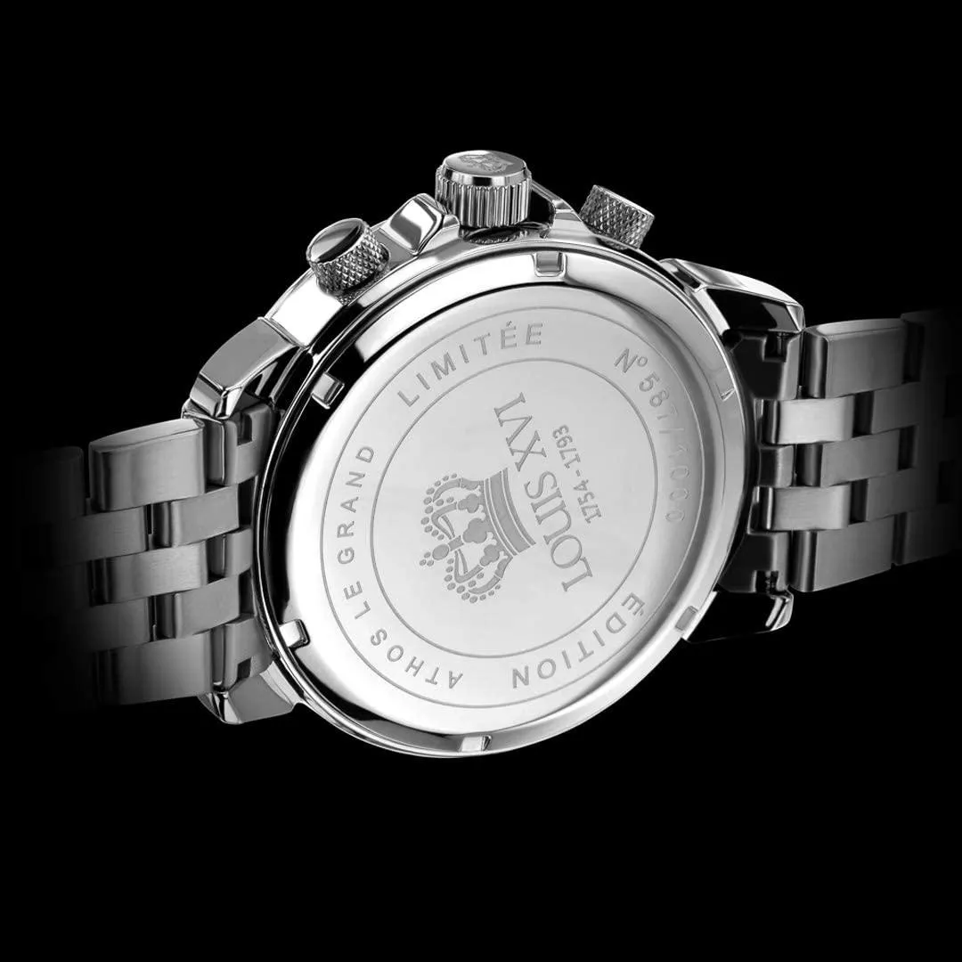 LOUIS XVI Men's Athos le Grand Silver/Blue Dial Swiss Made Analog Watch